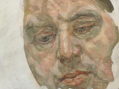 Фрагмент портрет Фрэнсиса Бэкона кисти Фрейда. Репродукция Christie's
